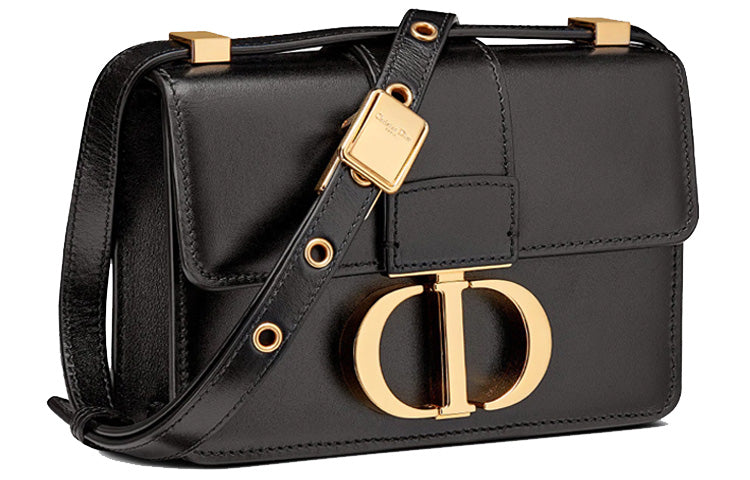 DIOR 30 Montaigne Calfskin Shoulder Bag Women's Black