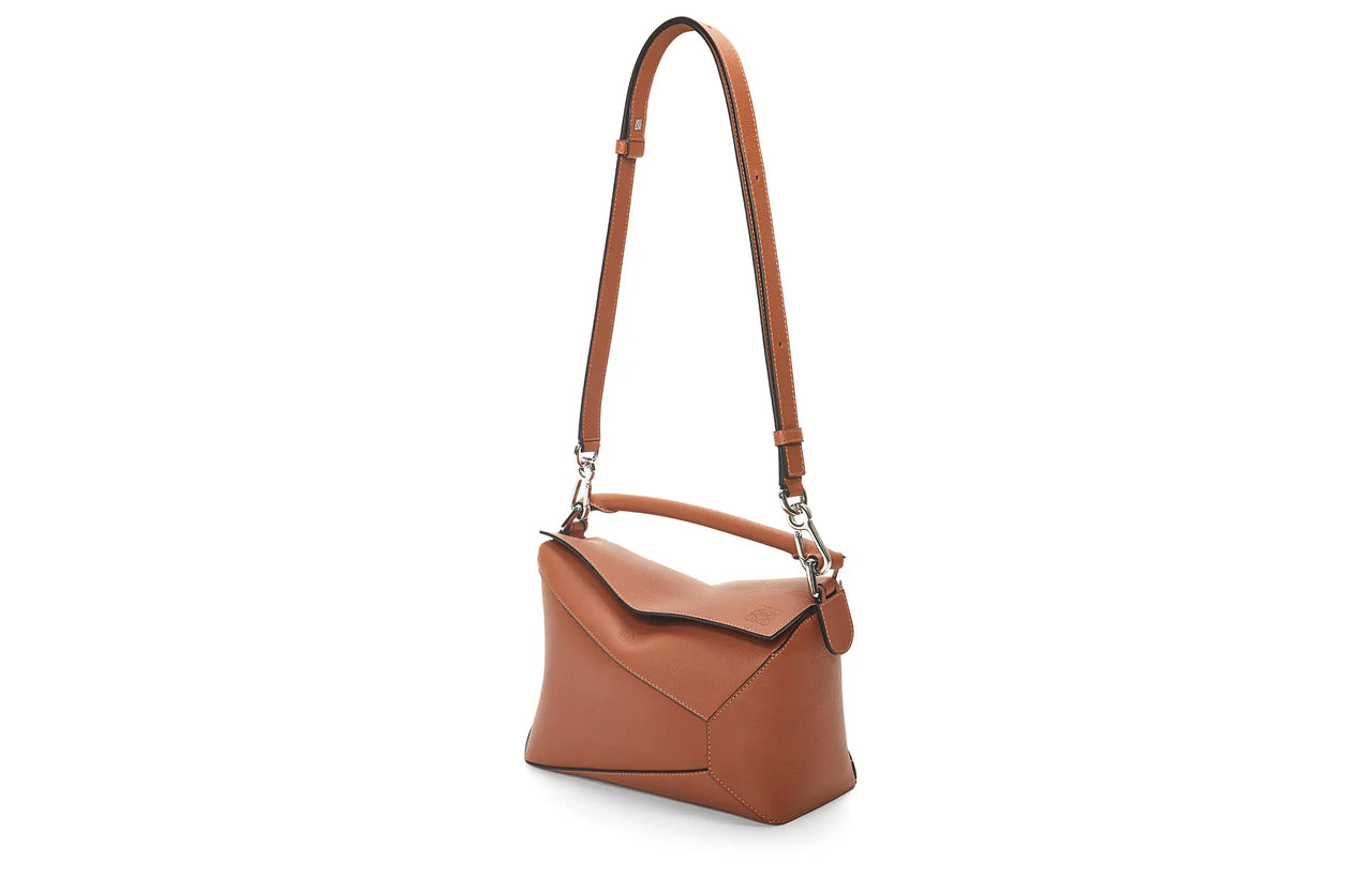 LOEWE Puzzle Cow Leather Handbag, Shoulder Bag, Crossbody Bag Trumpets Women's Tan