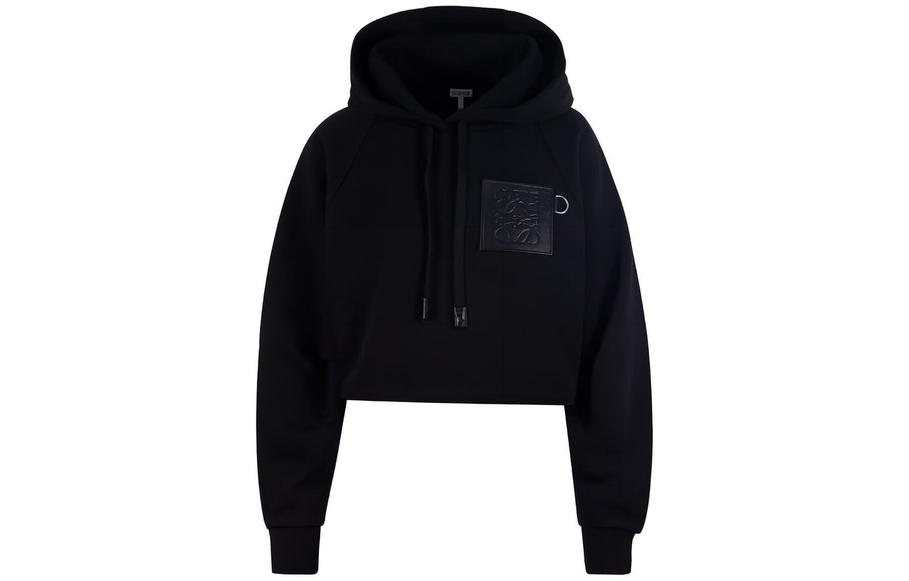 LOEWE Cropped Hoodie In Cotton Sweatshirt Women's Black