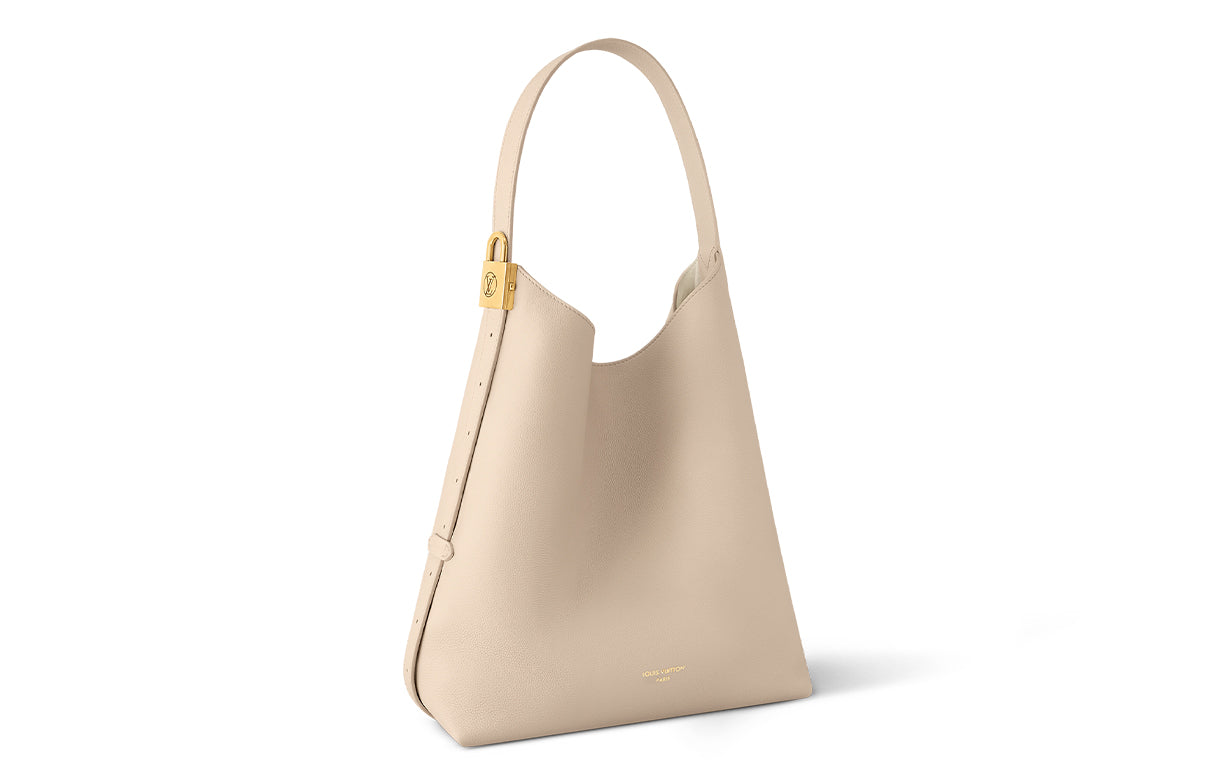 LOUIS VUITTON Leather Tote Handbag, Shoulder Bag Medium Size Women's Gray