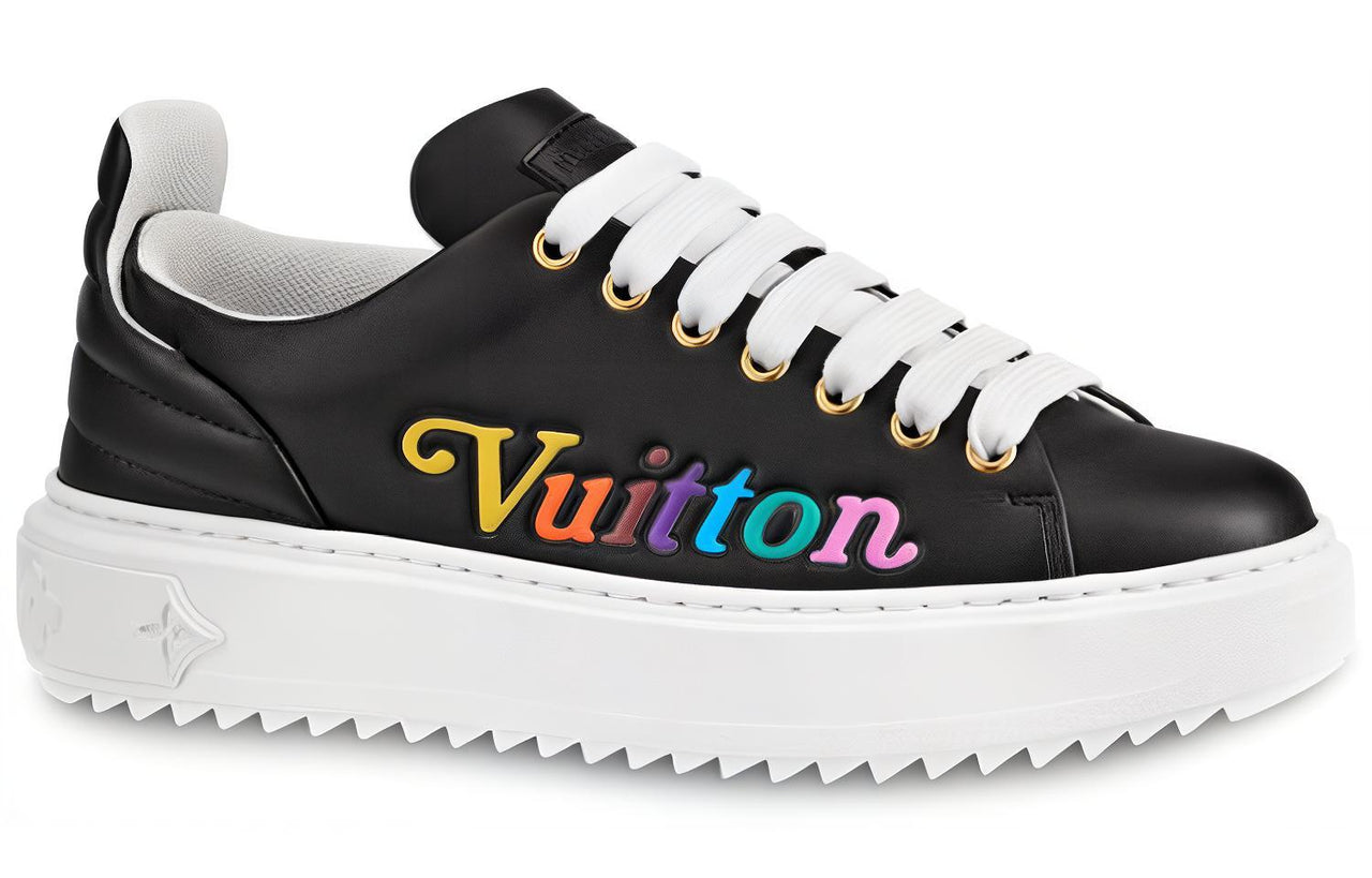 LOUIS VUITTON Lv Time Out Vuitton Calfskin Sports Shoes Black Women's