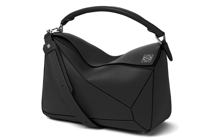LOEWE Puzzle Cow Leather Puzzle Bag Shoulder Bag Crossbody Bag Handbag Medium Size Women's Black