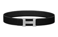 HERMES Togo Calfskin Double-Sided Leather Belt Leather Belts Men's Black 3.8cm