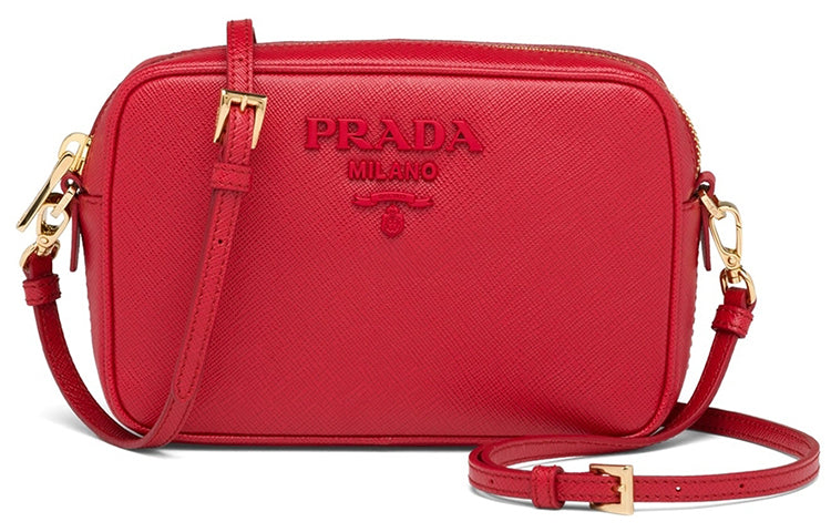 PRADA Calfskin Small Square Bag Crossbody Bag Shoulder Bag Women's Red