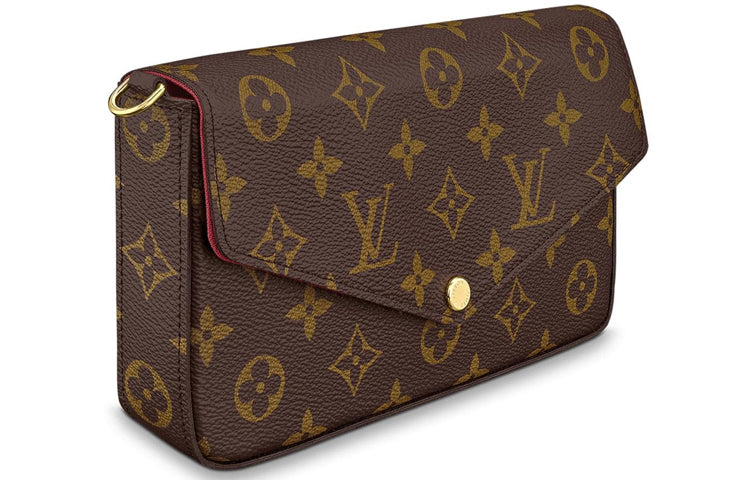 LOUIS VUITTON Women's Felicie Pochette Monogram Chain Shoulder Bag Brown