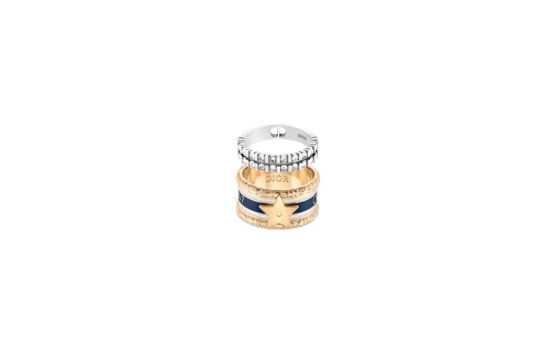 DIOR Brass, Crystal, Resin Rings Unisex Gold