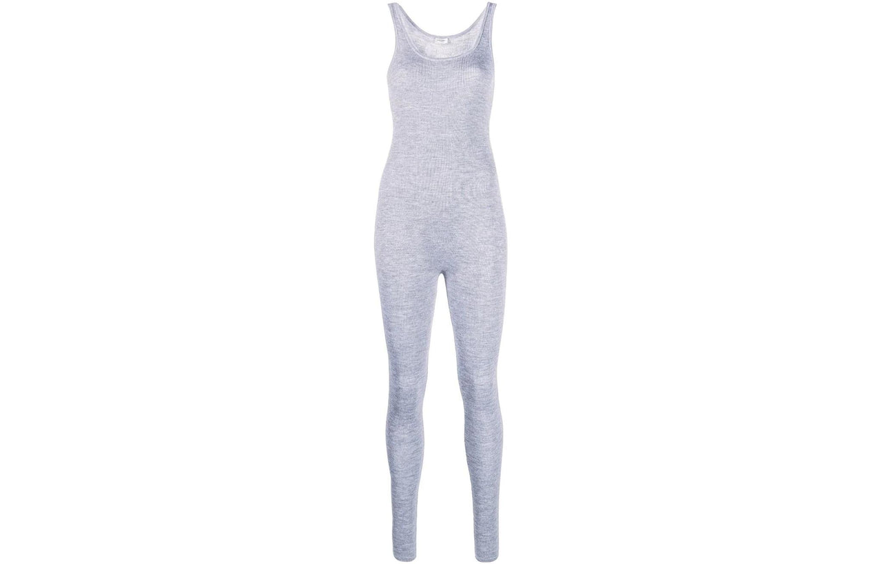 SAINT LAURENT Ribbed Bodysuit 'Gris Chine'