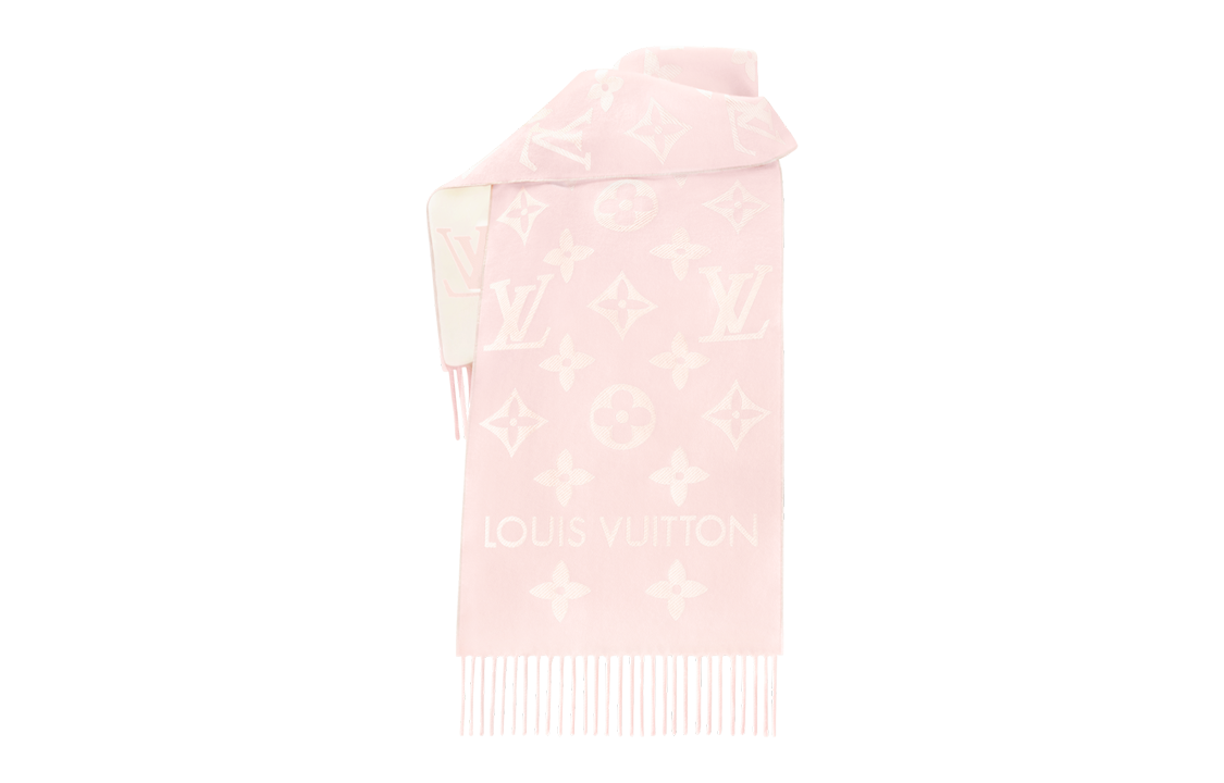 LOUIS VUITTON Knit Scarves Unisex Pink/White