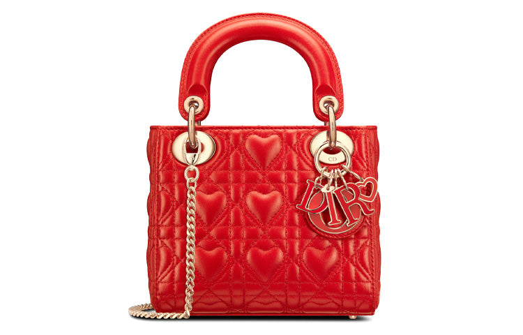 DIOR Lady Dior Dioramour Sheepskin Dior Bag Shoulder Bag Crossbody Bag Handbag Micro Women's Red