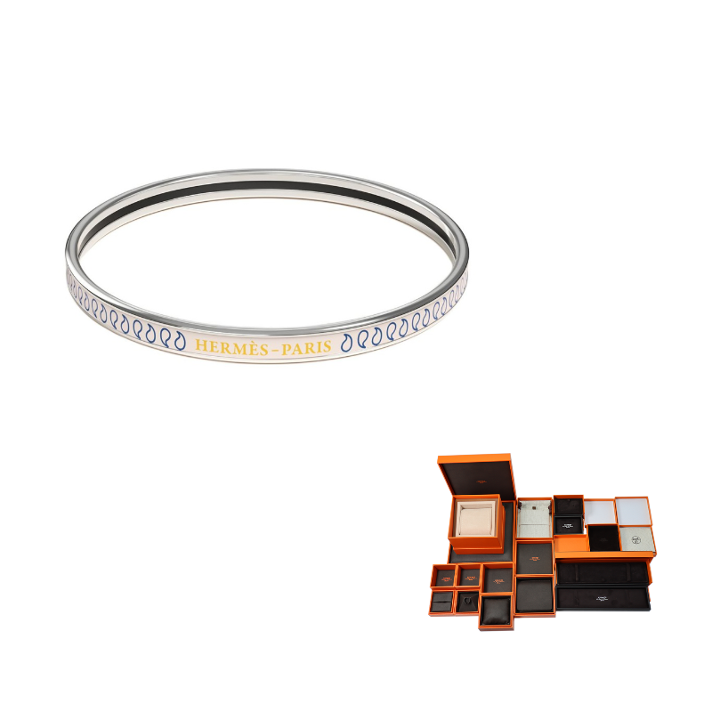 HERMES Enamel Bangles Unisex Pink