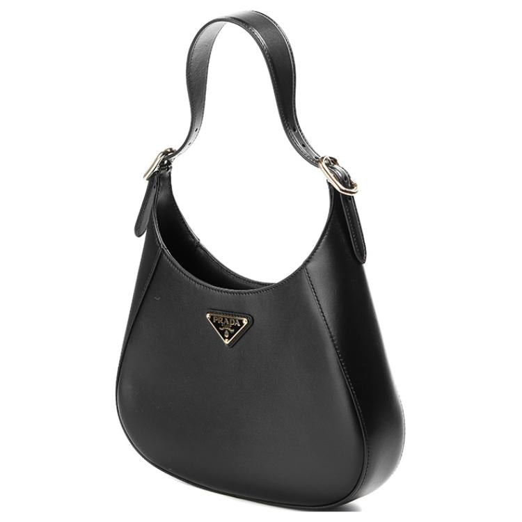 PRADA Cleo Calfskin Handbag Shoulder Bag Women's Black