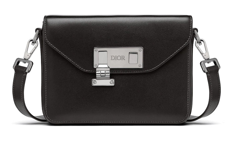DIOR Lock Cow Leather Messenger Bag, Shoulder Bag, Crossbody Bag Regular Men's Black