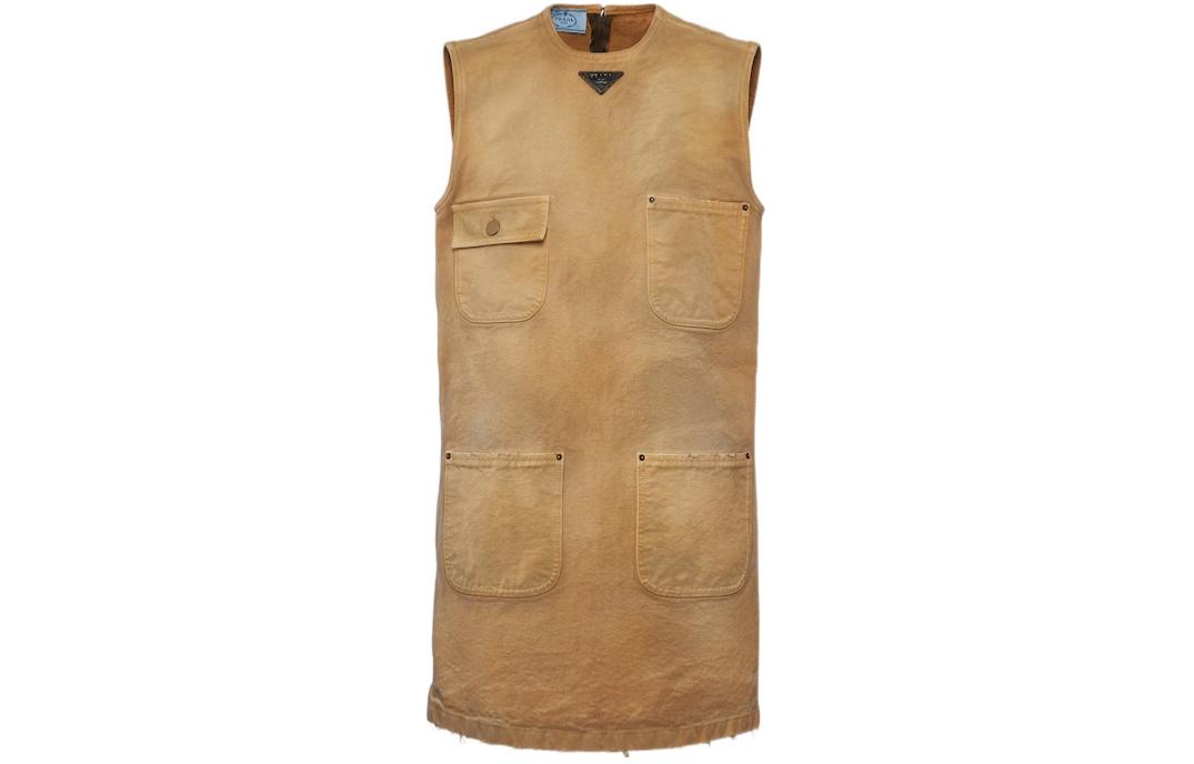 PRADA SS24 Sleeveless Dress Women's Light Umber