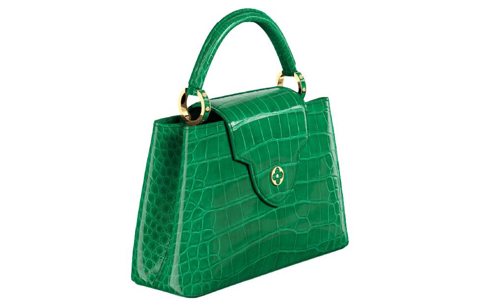 LOUIS VUITTON Capucines Crocodile Leather Handbag Women's Emerald Green