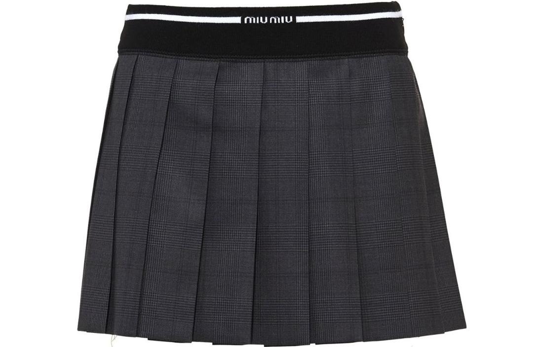 MIU MIU Glen Plaid check Pleated Mini Skirt