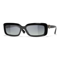 CHANEL Acetate Rectangular Sunglasses Unisex Black