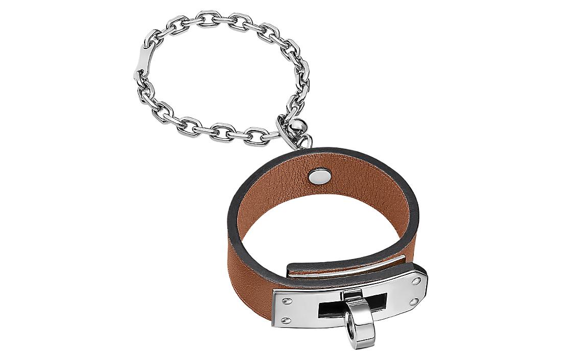 HERMES Glove Clip Pendant Unisex Brown/Silver