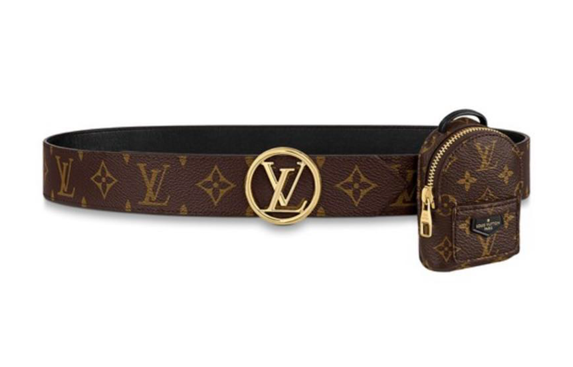 LOUIS VUITTON PALM SPRING Casual Fashion Logo Smooth Buckle Leather Belts Women's Brown Width  3.5cm