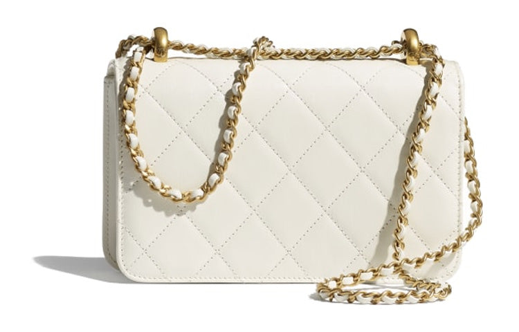 CHANEL 19Bag Calfskin Handbag, Shoulder Bag, Crossbody Bag Mini Women's White