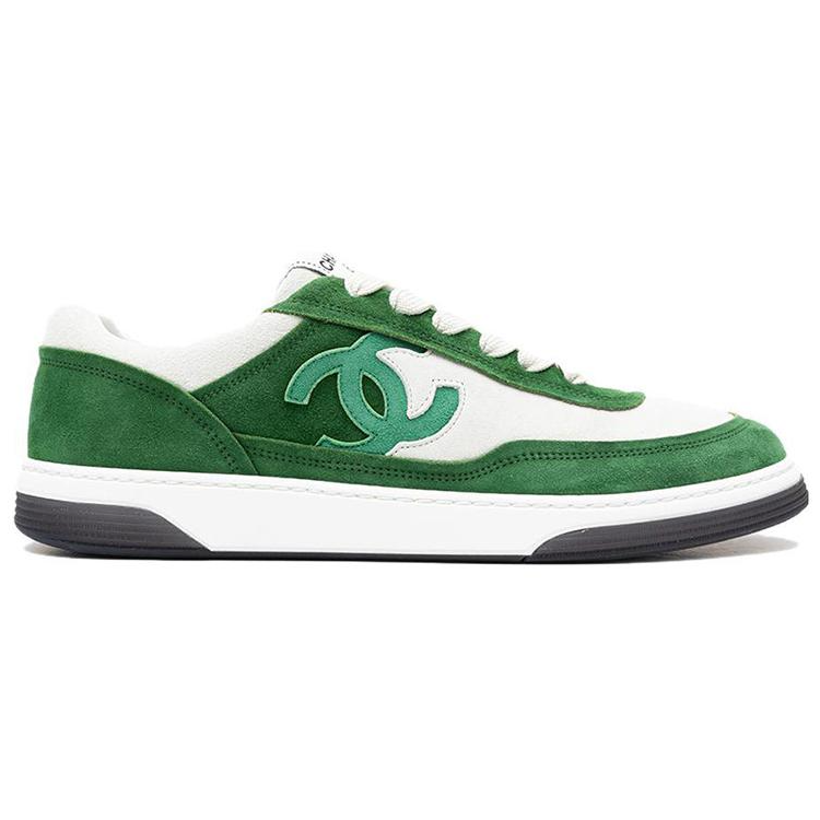 CHANEL 23P Low Top Stylish Skateboarding Shoes Men's White Green