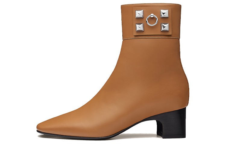 HERMES Decouverte 50 Ankle Boots Women's Gilded Beige