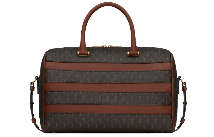 SAINT LAURENT Canvas And Smooth Leather Handbag Women's Brown