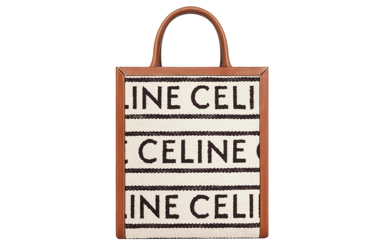CELINE Cabas Cowhide Leather Tote Bag Shopping Bag Shoulder Bags Handbags Regular Women's White/Black