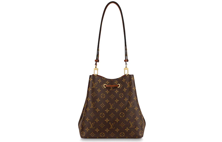 LOUIS VUITTON Coated Canvas With Leather Trim Bucket Bag, Portable Crossbody Bag, Shoulder Bag Women's
