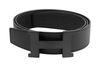HERMES Calfskin Leather Belts Men's Black Width: 3.8cm
