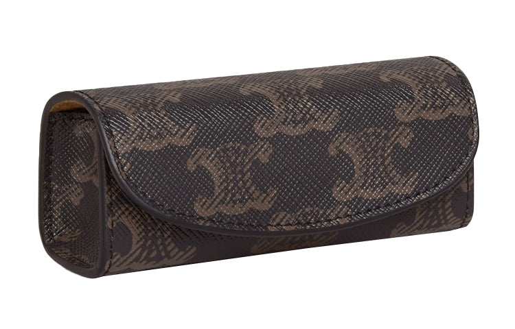CELINE Triumph Gate Triomphe Canvas Ring Pouch Clutch Unisex Tawny