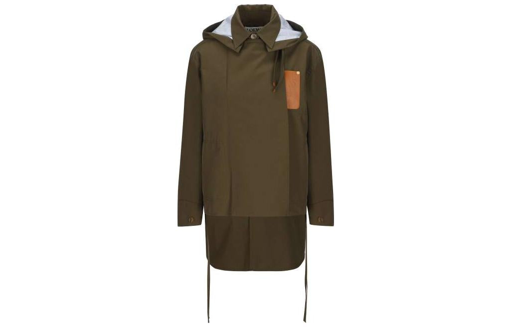 LOEWE Parka Coats Women's Khaki Green