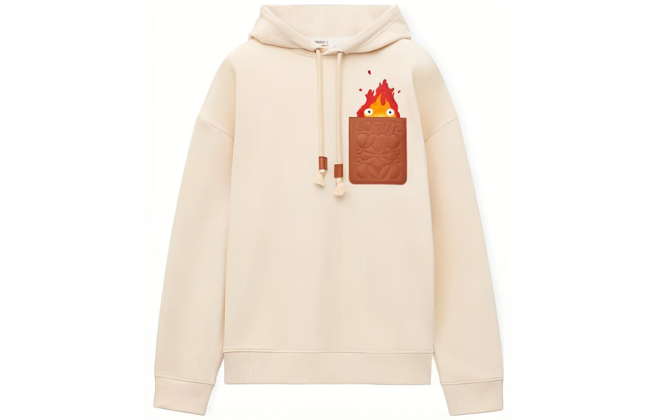 LOEWE X Howl's Moving Castle Calcifer Leather Patch Hoodie