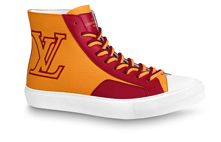 LOUIS VUITTON Tattoo High-Top Skateboard Shoes Men's Red Yellow
