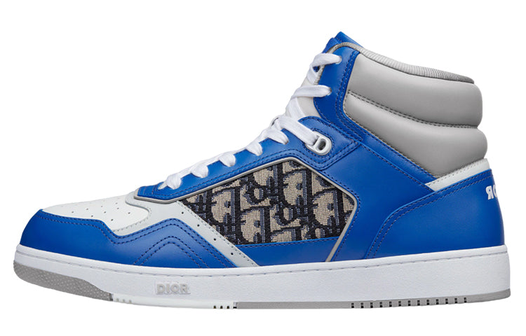 DIOR B27 High Top Stylish Skateboarding Shoes Men's Blue Gray White
