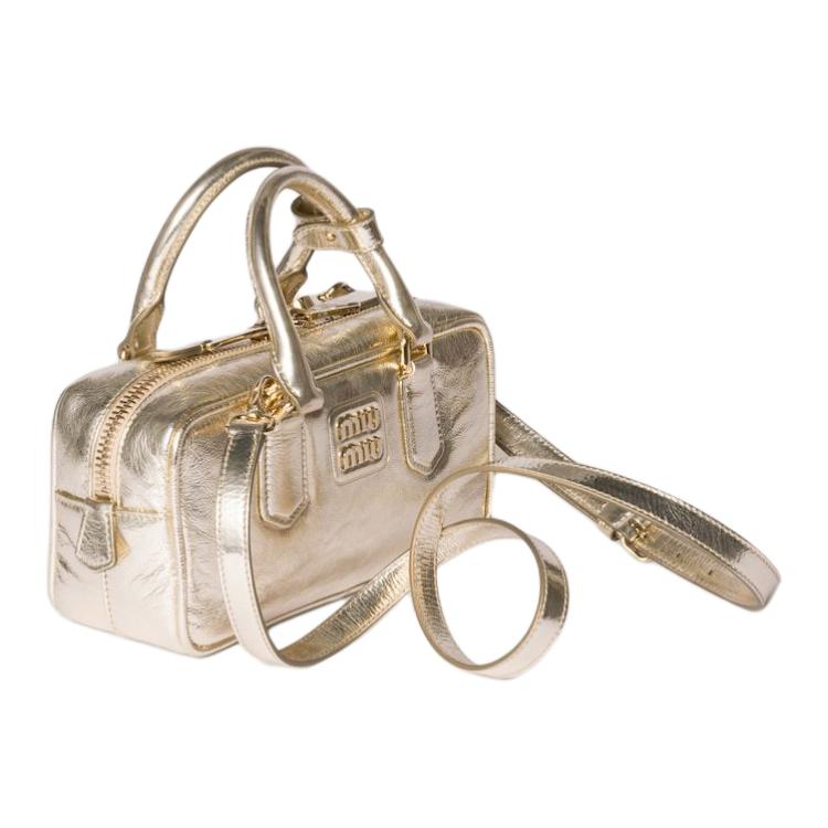 MIU MIU Arcadie Series Lambskin Shoulder Bag, Crossbody Bag, Handbag Women's Yellow Iron Ore