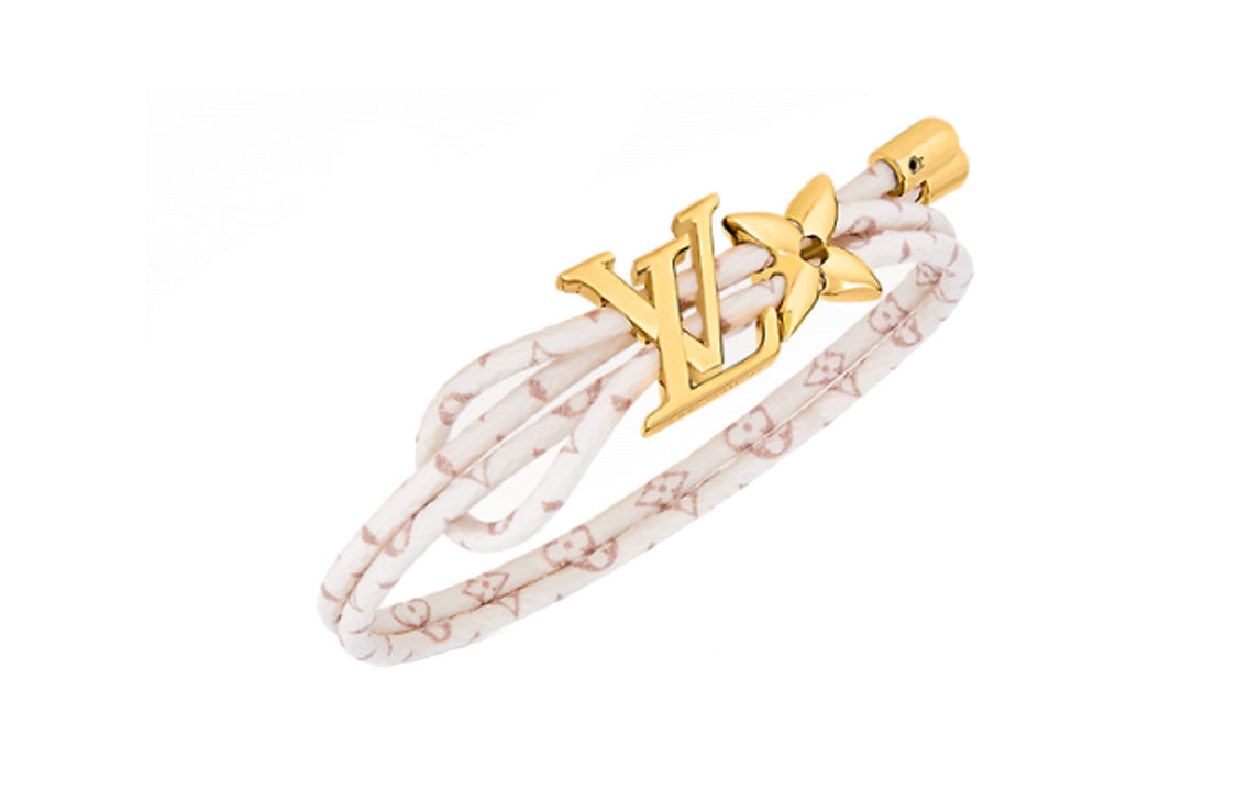 LOUIS VUITTON Metal Canvas Bangles Women's White
