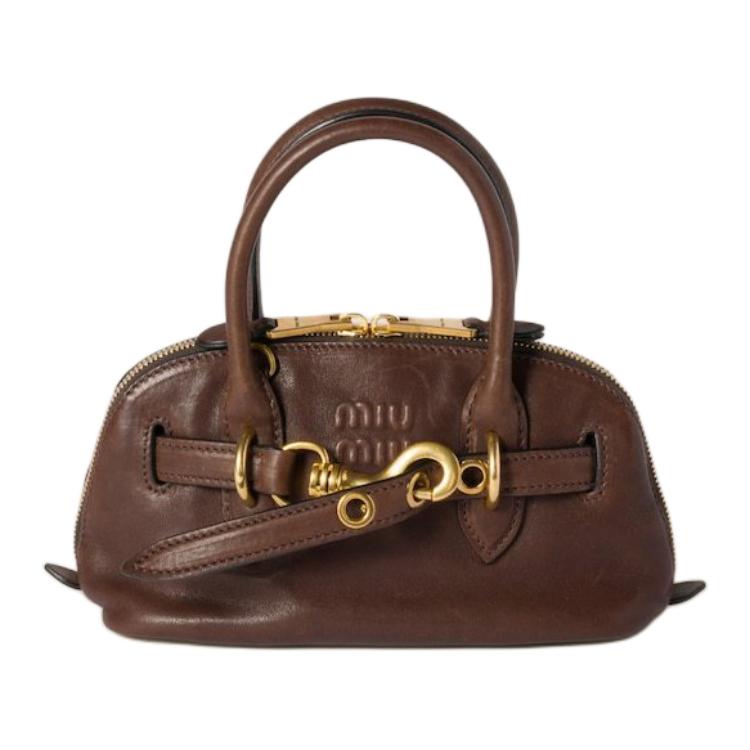MIU MIU Leather Shoulder Bag Crossbody Bag Handbag Mini Women's Heatherwood