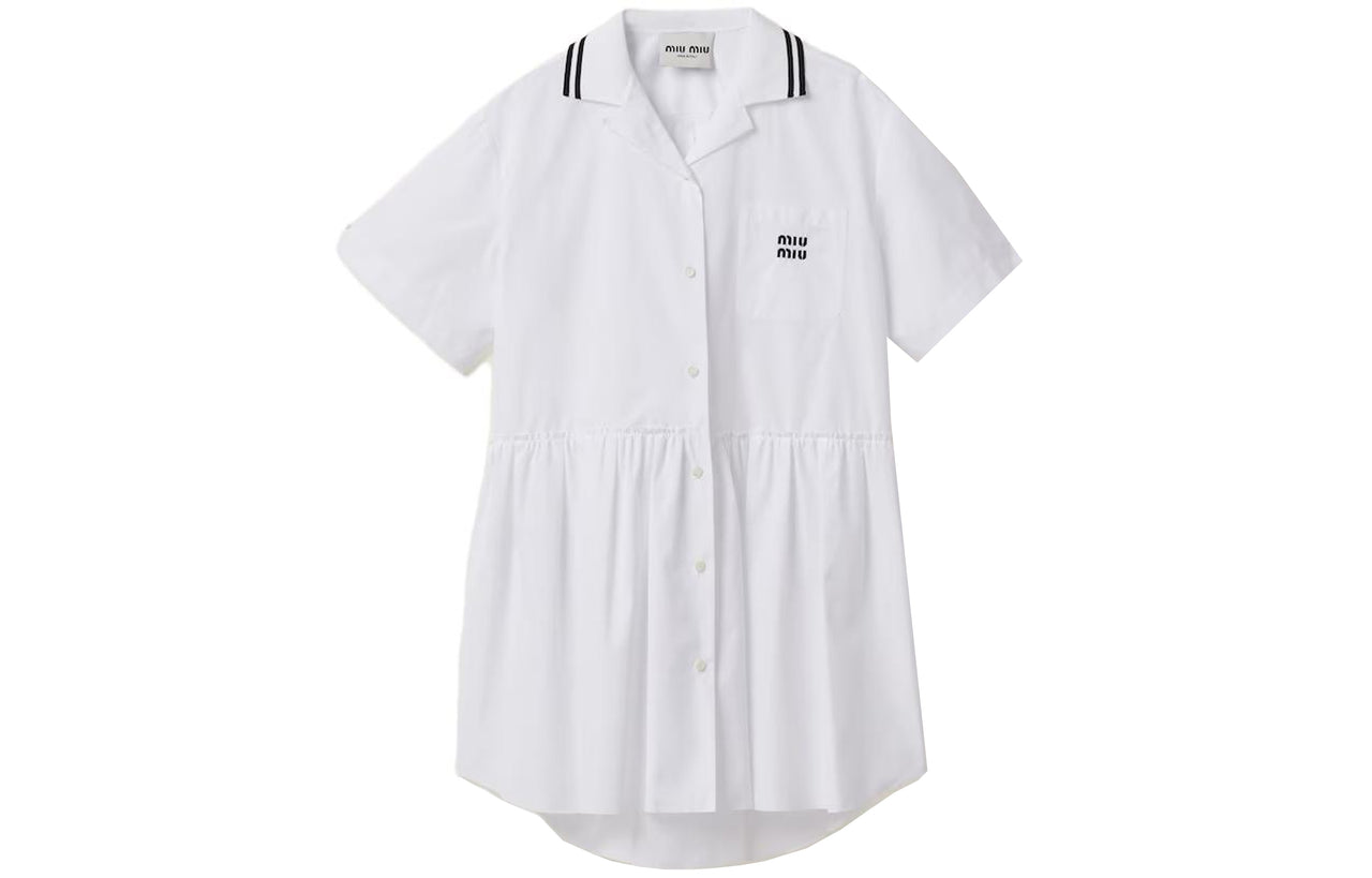 MIU MIU Logo print Poplin Minidress