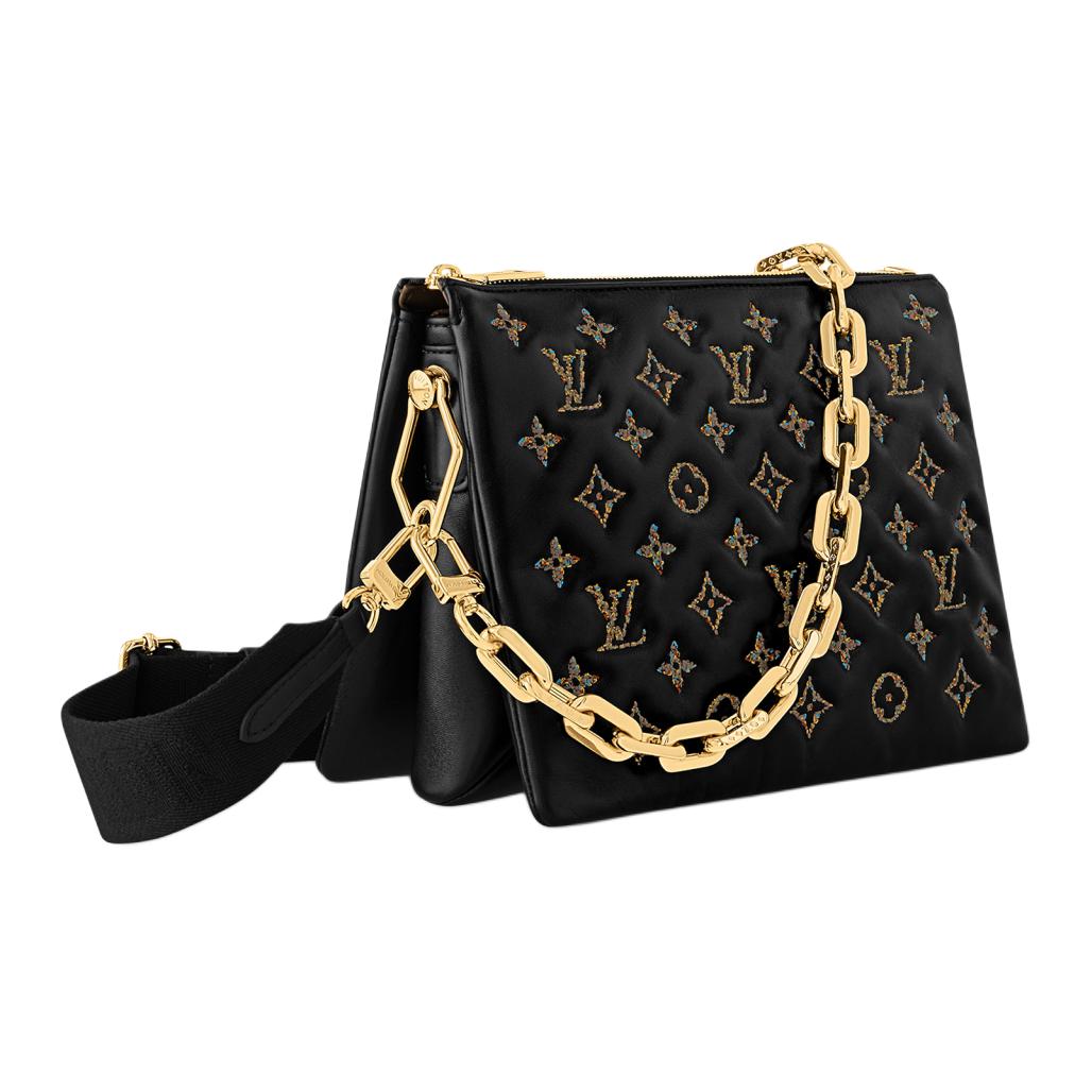 LOUIS VUITTON Coussin Lambskin Crossbody Bag Shoulder Bag Women's Black Gold
