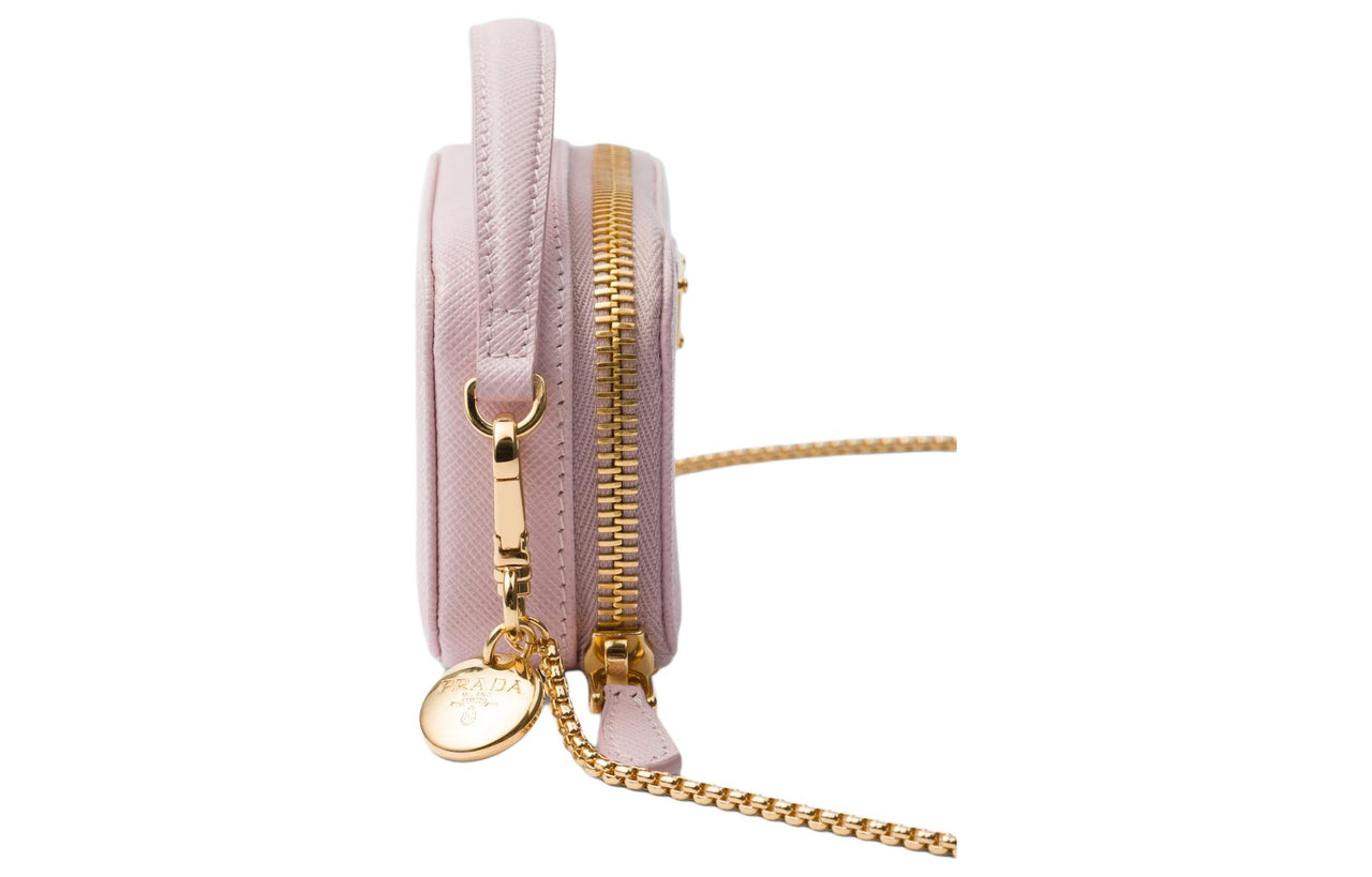 PRADA Leather Crossbody Bag, Shoulder Bag Mini Women's Snowflake Gypsum Pink