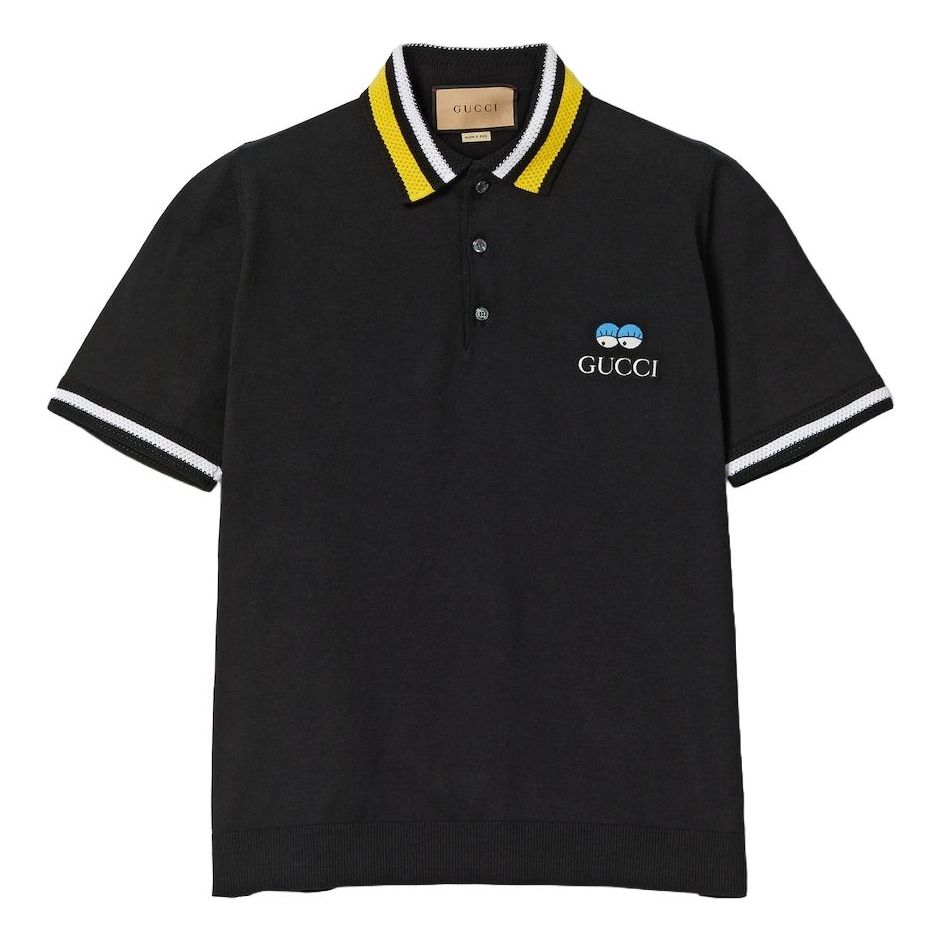 Gucci Embroidery Wool Polo Shirt 'Black' 778522-XKDX5-1162