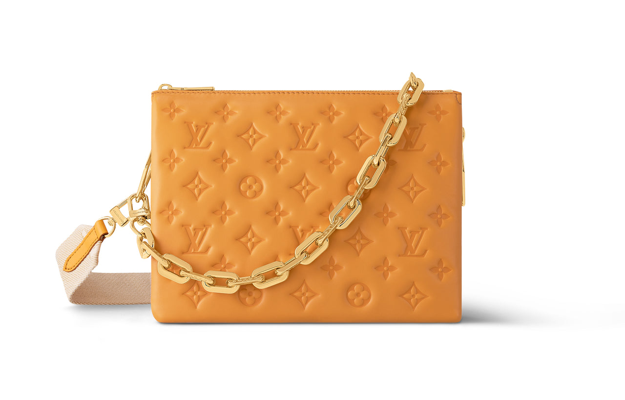 LOUIS VUITTON Coussin Sheepskin Shoulder Bag Crossbody Bag Small Size Women's Orange