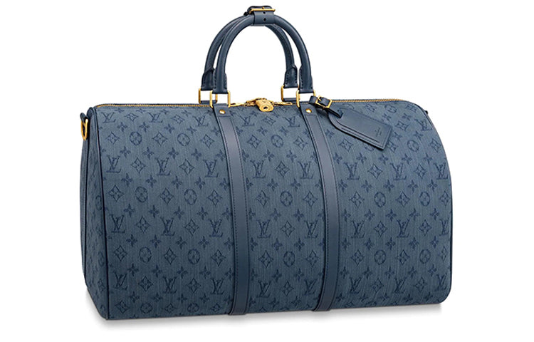 LOUIS VUITTON Keepall Bandouliere Monogram Denim 50 Navy