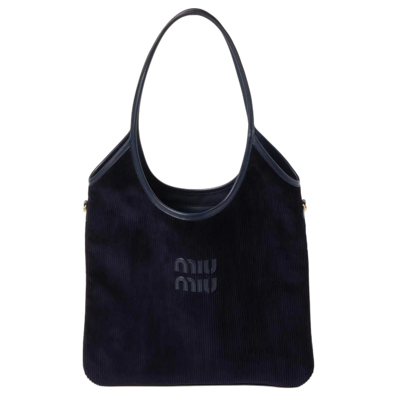 MIU MIU Fabric Blended Material Tote Bag Shopping Bag Shoulder Bag Handbag Women's Marine Blue