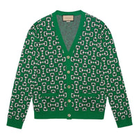 Gucci Horsebit Cotton Piquet Cardigan 'Green Ivory' 780621-XKDZC3-736