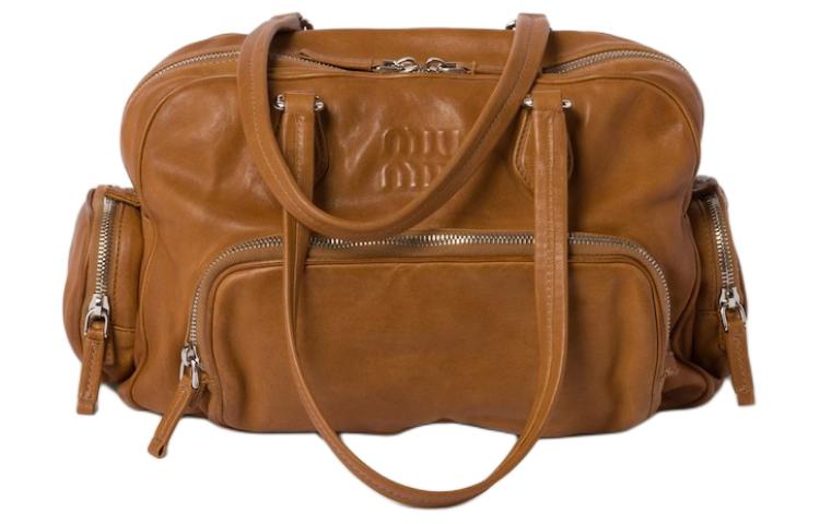 MIU MIU Nappa Leather One Shoulder Handbags Women's Caramel