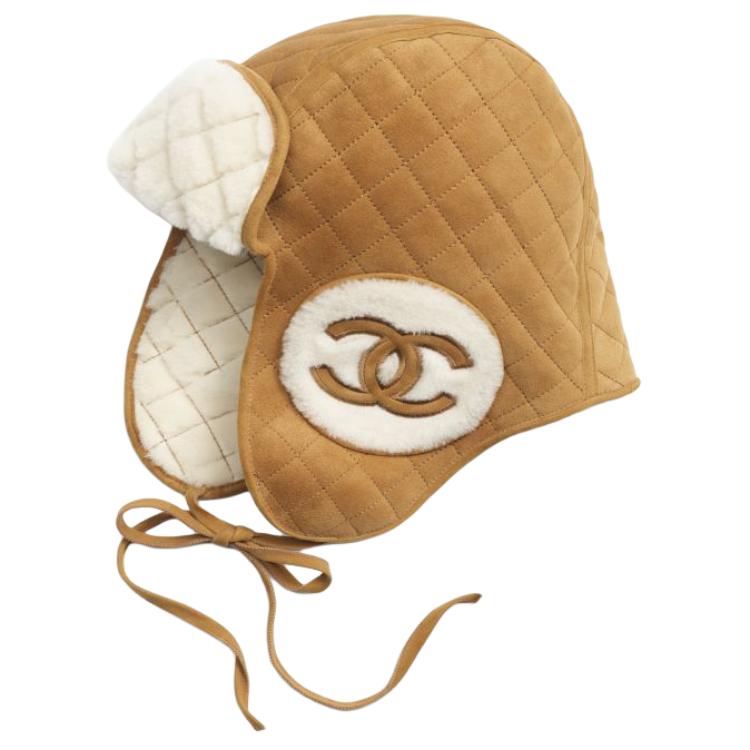 CHANEL Sheepskin Hats & Caps Unisex Beige