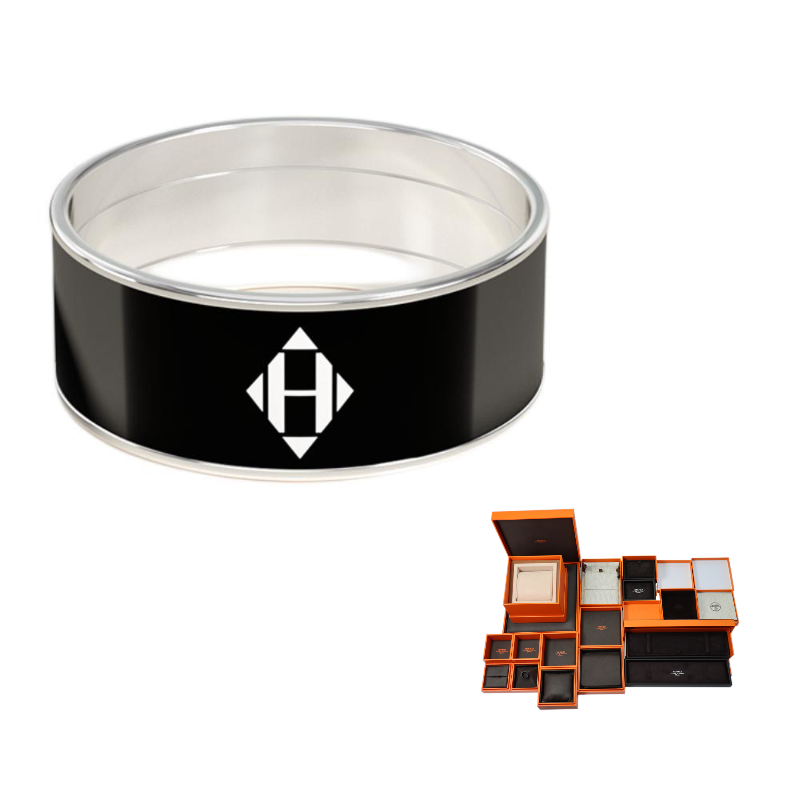 HERMES Palladium Plated Rings Women's Black
