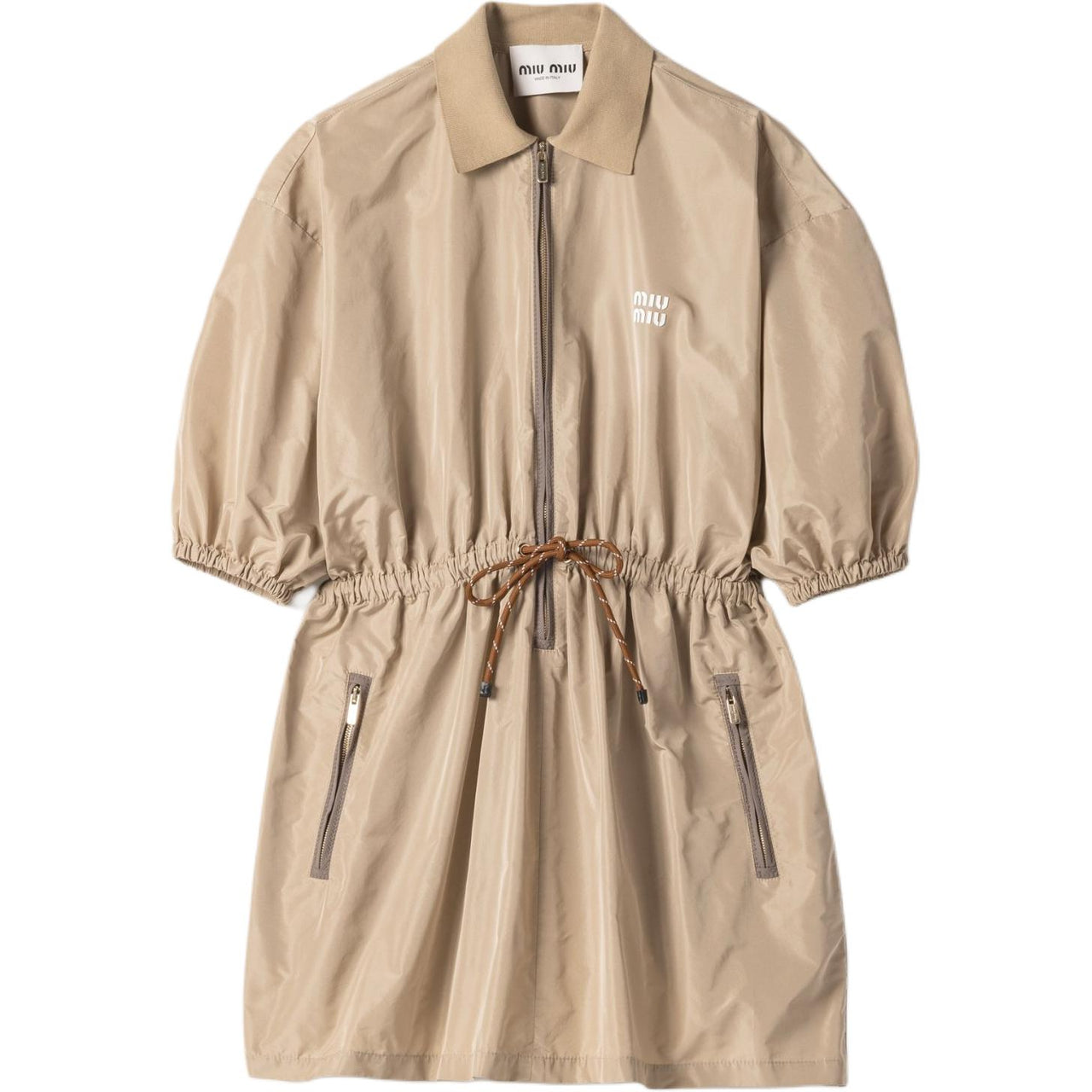 MIU MIU Short Sleeved Dress Women's Greige