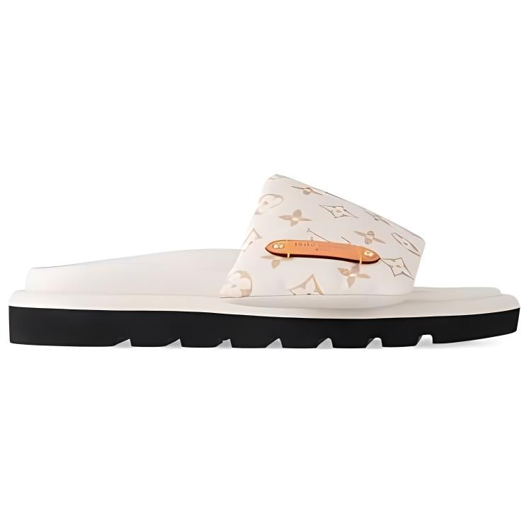 LOUIS VUITTON Pillow Slide Slippers Women's Beige